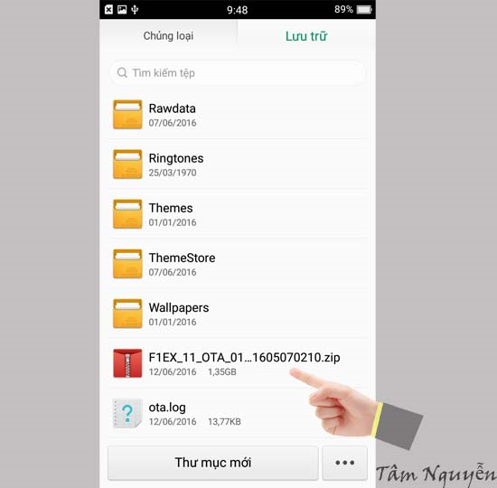 Sau đó, copy bản rom vào thư mục gốc của máy để tiện tìm kiếm bản rom.